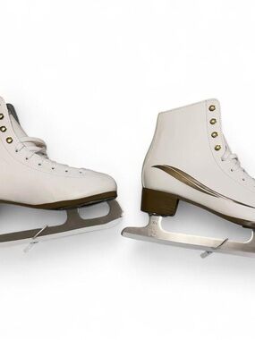 Women’s Lake placid Cascade White Figure Ice Skates with Gold Accent